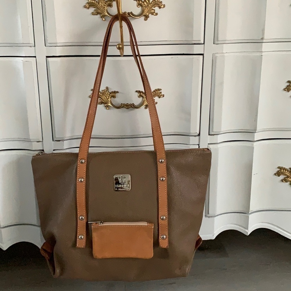 I Medici Firenze leather two‎ tones camel tote bag logo bohemian work